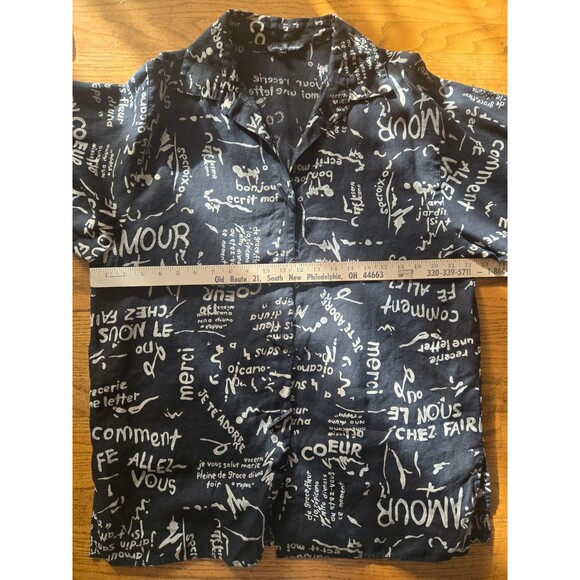 Courtney Washington 100% Linen Printed Long Sleeve Button Up Top Size Large - Picture 7 of 8